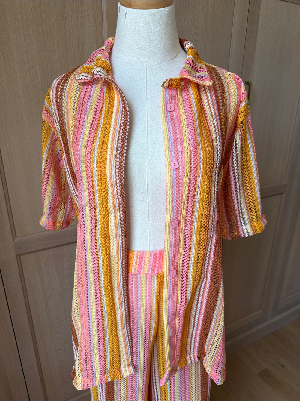 ONEONE Swim Stripe Shirt Pants Cover Up Set NWT Medium